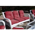 6pc White Wicker Seating Set with Red Cushions