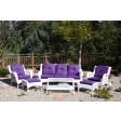 6pc White Wicker Seating Set with Cushions