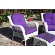 6pc White Wicker Seating Set with Purple Cushions