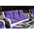 6pc White Wicker Seating Set with Purple Cushions