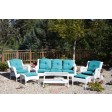 6pc White Wicker Seating Set with Cushions