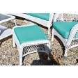 6pc White Wicker Seating Set with Turquoise Cushions