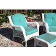 6pc White Wicker Seating Set with Turquoise Cushions