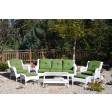 6pc White Wicker Seating Set with Cushions