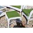 6pc White Wicker Seating Set with Hunter Green Cushions
