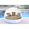 All-Weather White Wicker Sectional Daybed With Cushions