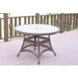 Wicker 44 Inch Round Dining Table with Faux Wood