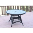 Wicker 44 Inch Round Dining Table with Faux Wood