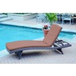 Wicker Adjustable Chaise Lounger with Brown Cushion