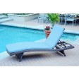 Wicker Adjustable Chaise Lounger with Sky Blue Cushion