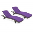 Espresso Wicker Adjustable Chaise Lounger with Cushion Set of 2