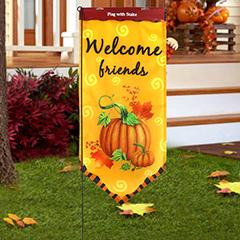 Harvest Flag With Stake-Welcome Friends